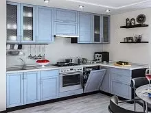 Кухня КХ015 голубые кухонные шкафы