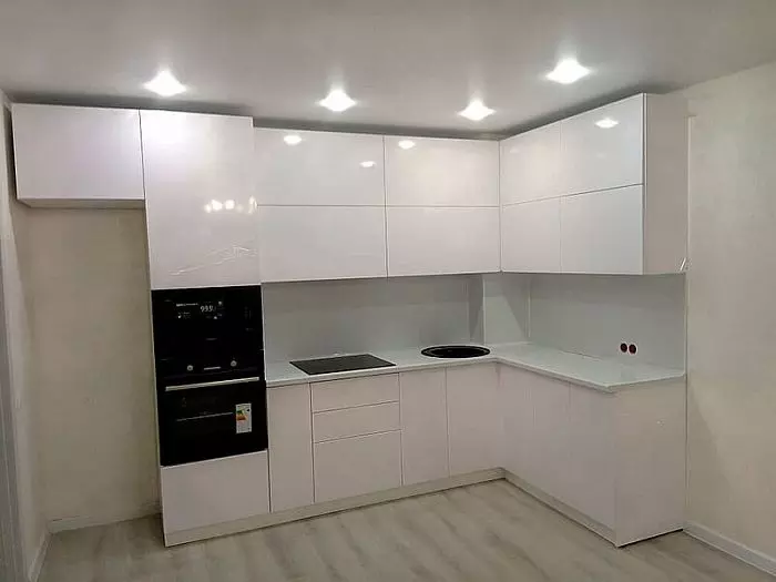 Кухня КХ019 белые кухонные шкафы