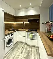 Угловая кухня КХ021 белые кухонные шкафы